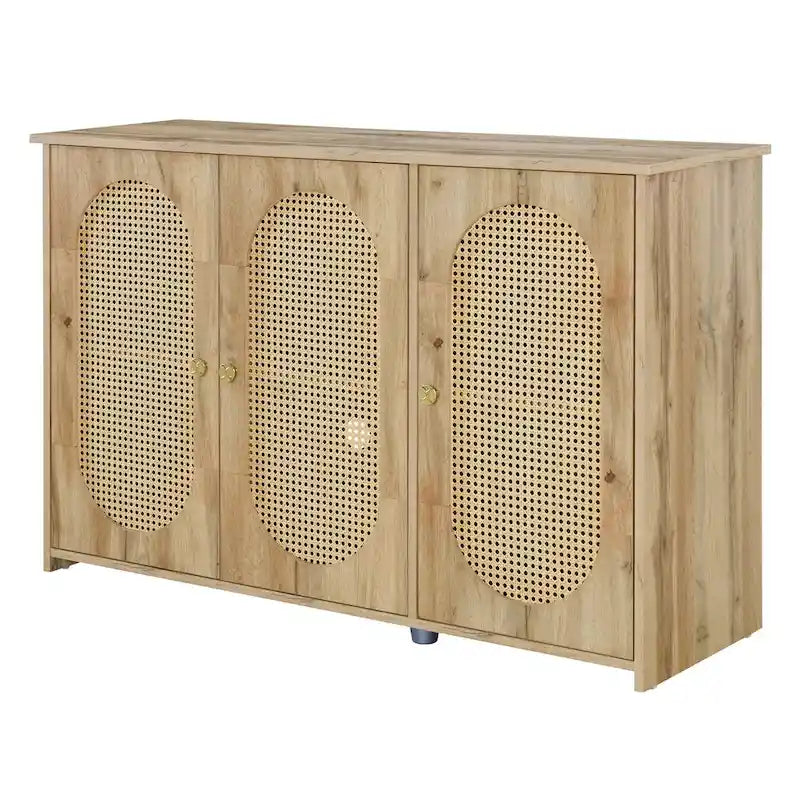 Sideboard with Large Storage Space Artificial Rattan Doors
