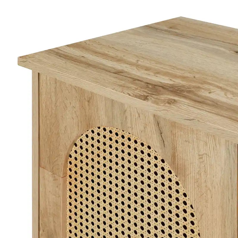 Sideboard with Large Storage Space Artificial Rattan Doors