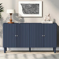 Elegant Four-Door Sideboard with Wavy Pattern Doors, Cylindrical Legs, and Sleek Metal Handles, Adjustable, for Living Room