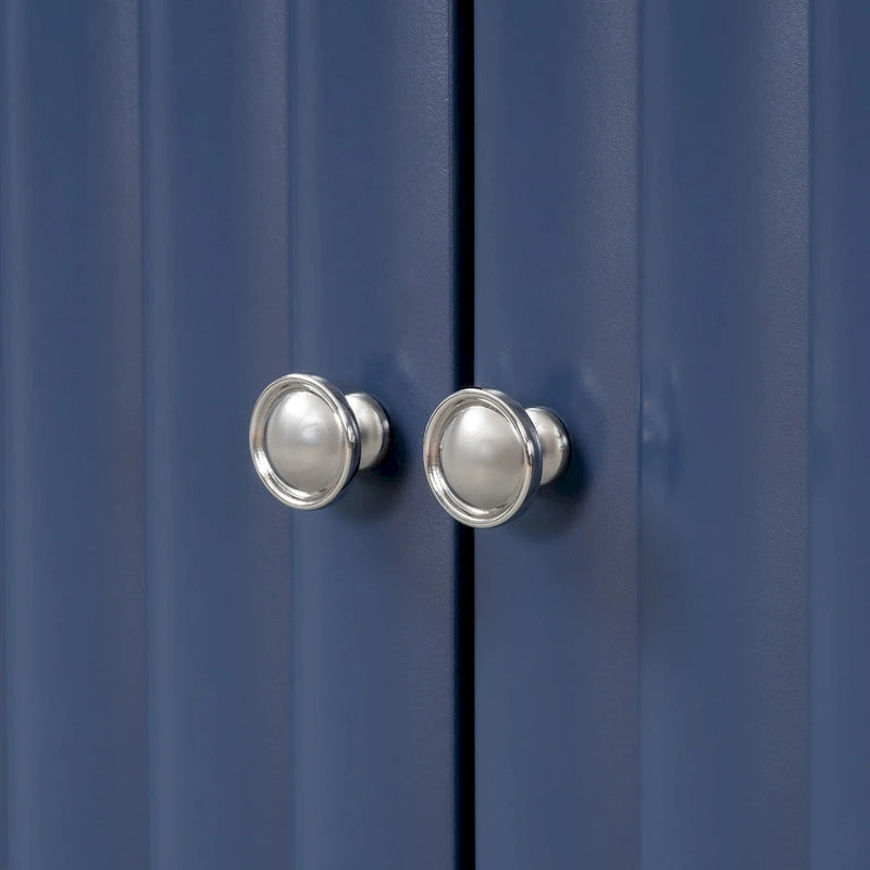 Elegant Four-Door Sideboard with Wavy Pattern Doors, Cylindrical Legs, and Sleek Metal Handles, Adjustable, for Living Room