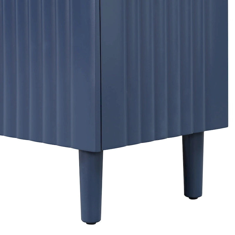 Elegant Four-Door Sideboard with Wavy Pattern Doors, Cylindrical Legs, and Sleek Metal Handles, Adjustable, for Living Room