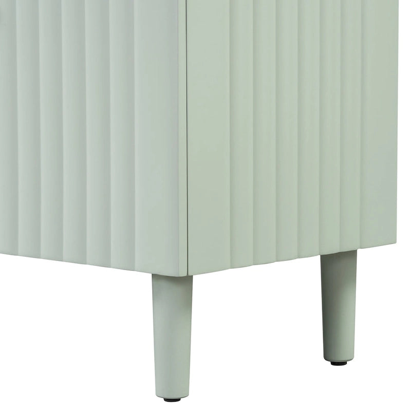 Elegant Four-Door Sideboard with Wavy Pattern Doors, Cylindrical Legs, and Sleek Metal Handles, Adjustable, for Living Room