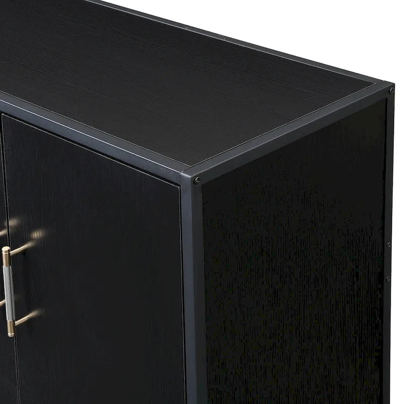 Sideboard Cabinet with Metal Handles, Entryway Storage Cabinets with Shelves, Buffet Cabinet with Metal Cross Leg