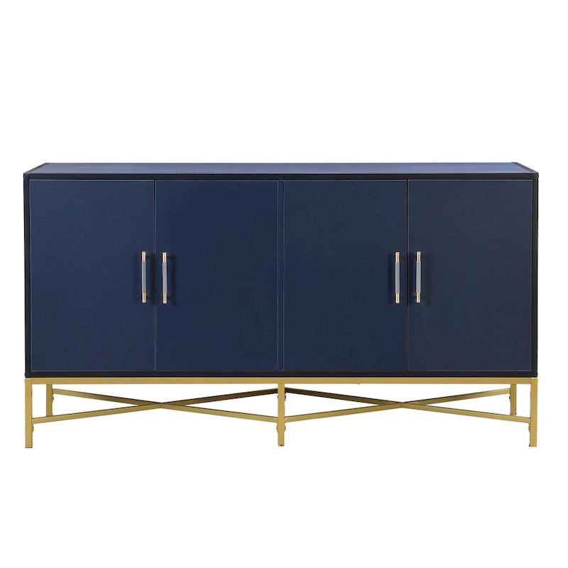 Sideboard Cabinet with Metal Handles, Entryway Storage Cabinets with Shelves, Buffet Cabinet with Metal Cross Leg