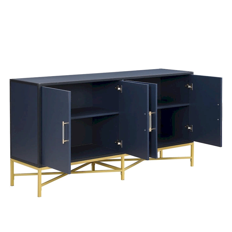 Sideboard Cabinet with Metal Handles, Entryway Storage Cabinets with Shelves, Buffet Cabinet with Metal Cross Leg