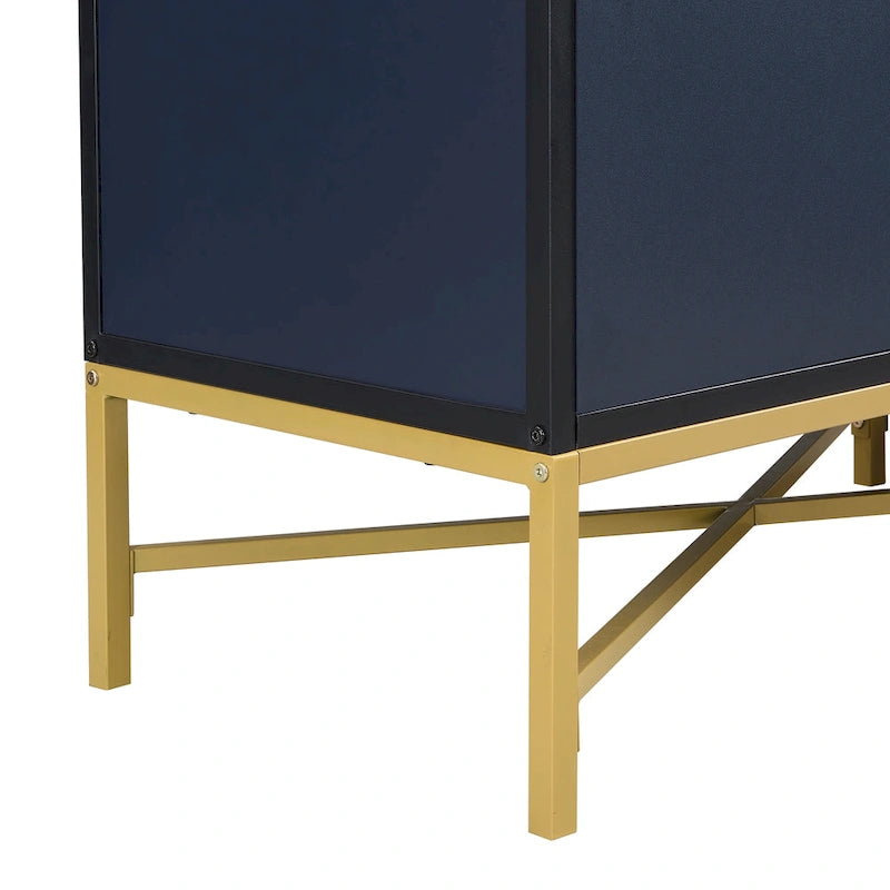 Sideboard Cabinet with Metal Handles, Entryway Storage Cabinets with Shelves, Buffet Cabinet with Metal Cross Leg