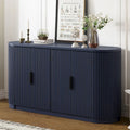 Modern Storage Cabinet with Adjustable Shelves, Metal Handles and Vertical Striped Doors