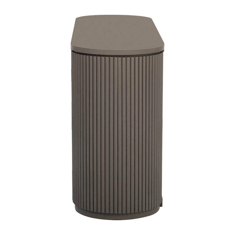Modern Storage Cabinet with Adjustable Shelves, Metal Handles and Vertical Striped Doors
