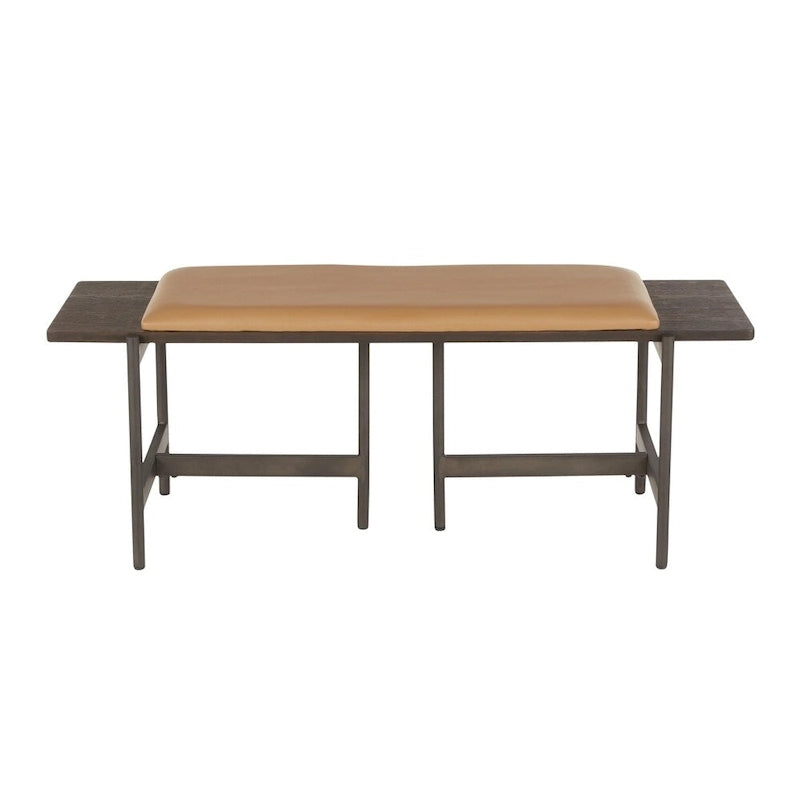 Contemporary Bench with Upholstered Seat & Wood Accent - N/A