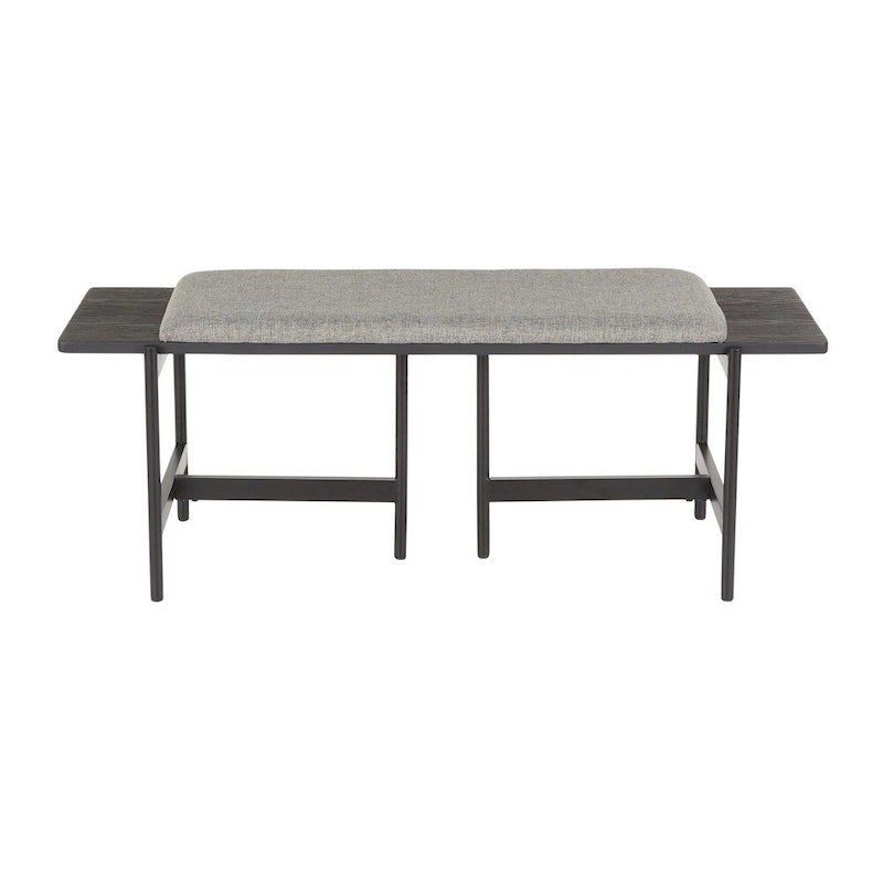 Contemporary Bench with Upholstered Seat & Wood Accent - N/A