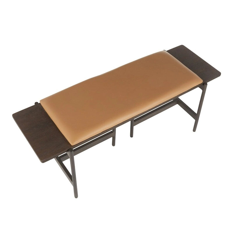 Contemporary Bench with Upholstered Seat & Wood Accent - N/A