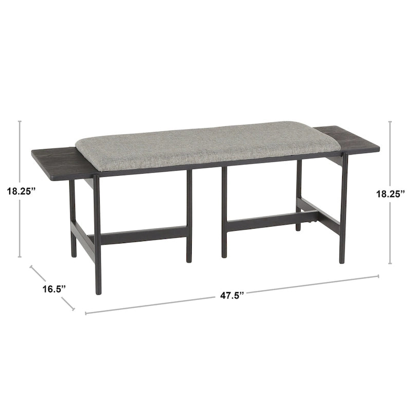 Contemporary Bench with Upholstered Seat & Wood Accent - N/A