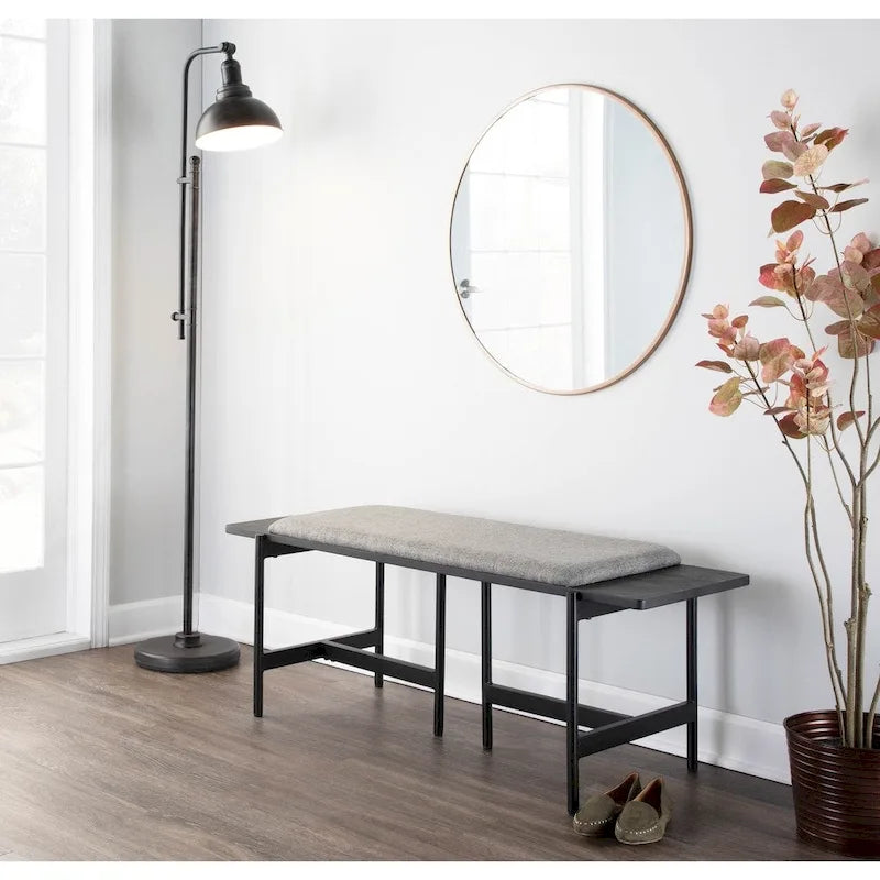 Contemporary Bench with Upholstered Seat & Wood Accent - N/A