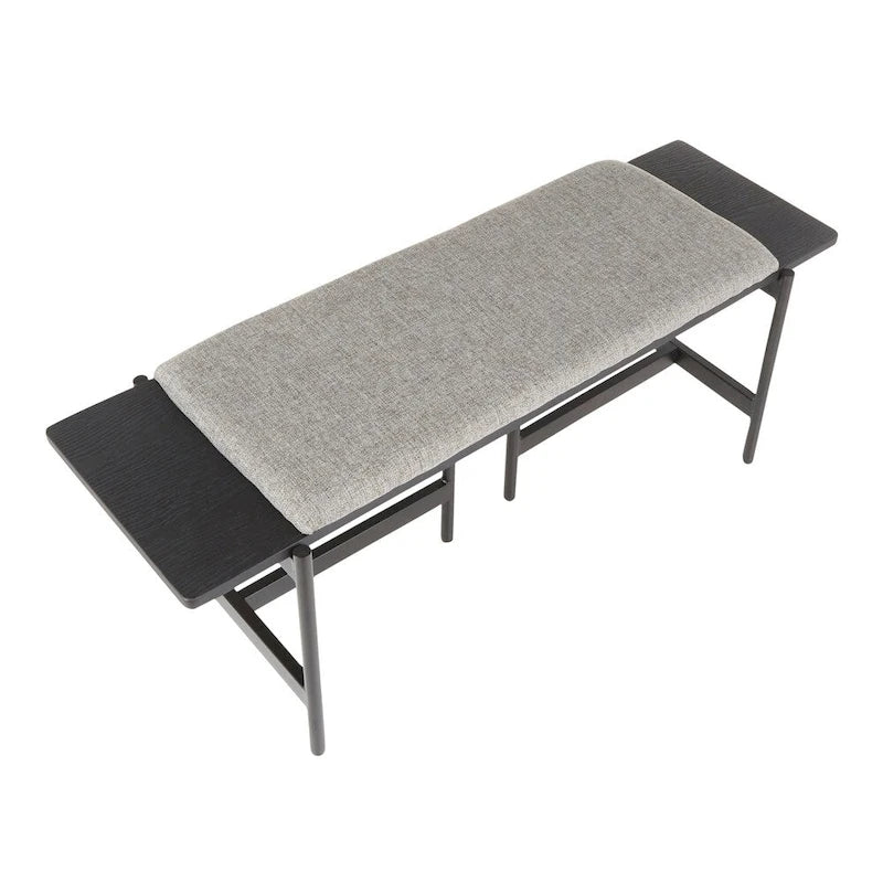 Contemporary Bench with Upholstered Seat & Wood Accent - N/A