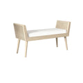 Mid-Century Padded Bench with Raised Rattan Arms