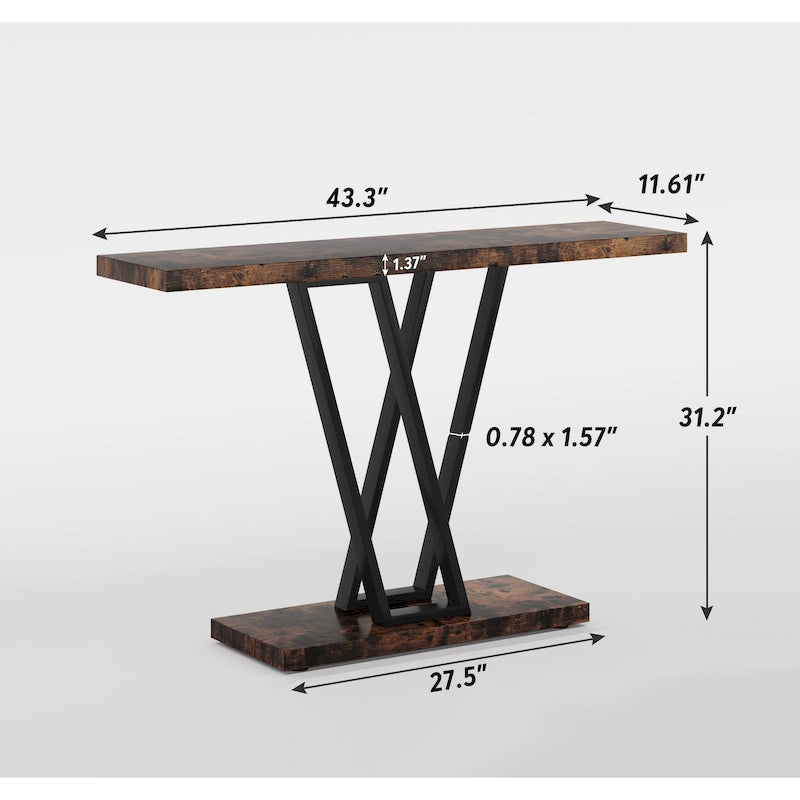 43.3Console table, Hallway Table Industrial Display Shelf for Entry Way, Hallway, Couch, Living Room, Kitchen, Foyer