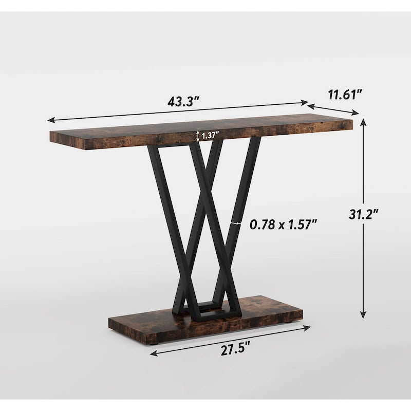 43.3Console table, Hallway Table Industrial Display Shelf for Entry Way, Hallway, Couch, Living Room, Kitchen, Foyer