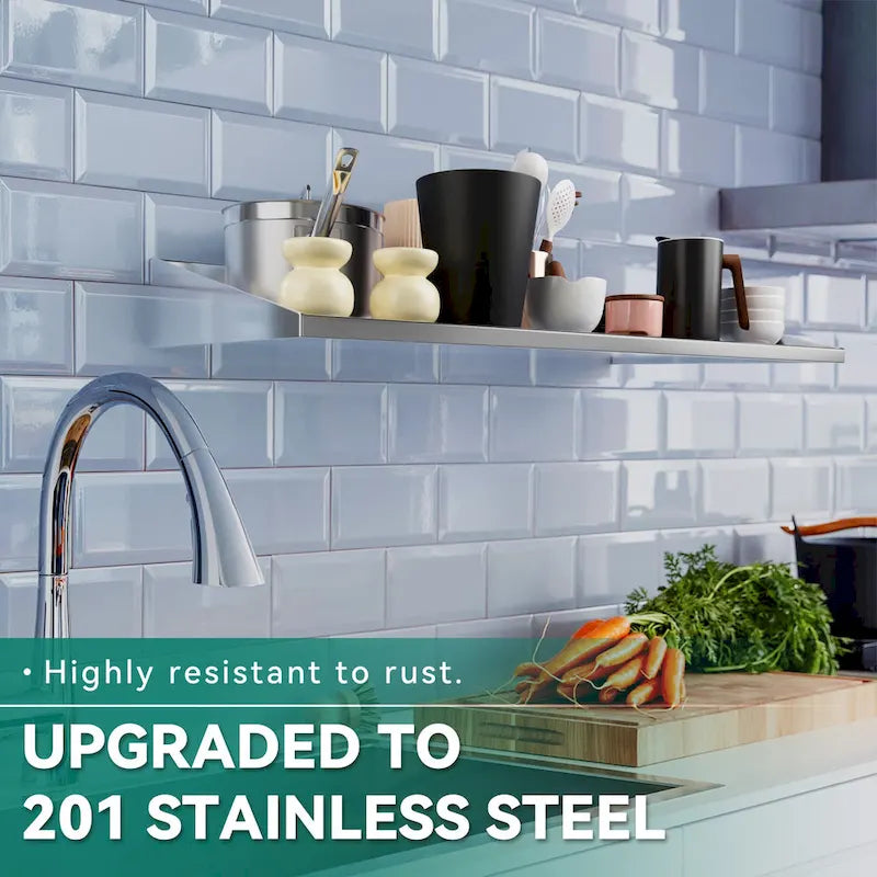 Wall-Mounted Stainless Steel Kitchen Storage Rack -48 x 12 Inches