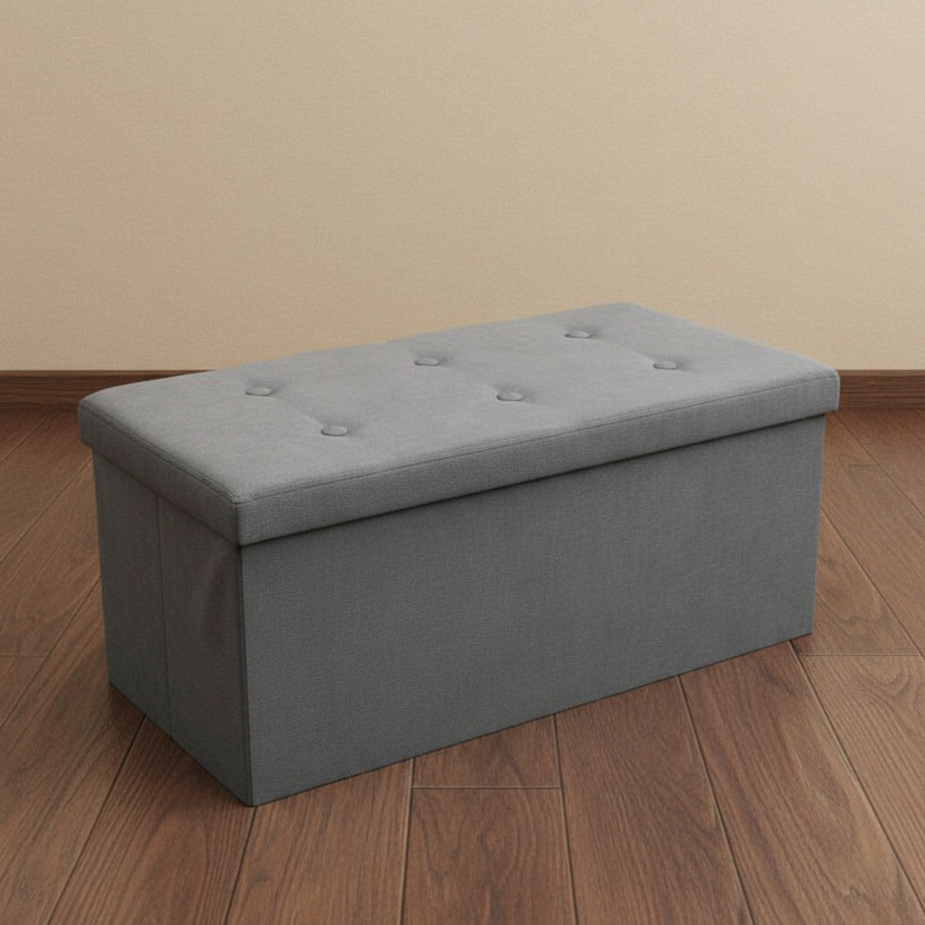 Storage Bench Chest Contemporary Faux Suede (Small Suede, Grey)