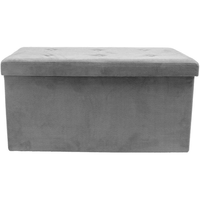 Storage Bench Chest Contemporary Faux Suede (Small Suede, Grey)