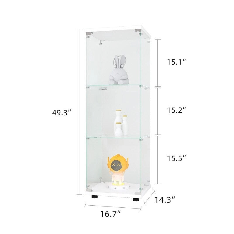 Modern Glass Curio Display Kitchen Cabinet File Cabinet with 3 Shelves