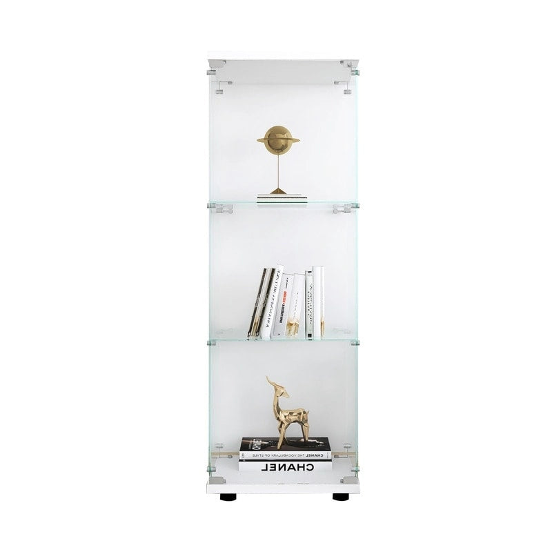 Modern Glass Curio Display Kitchen Cabinet File Cabinet with 3 Shelves