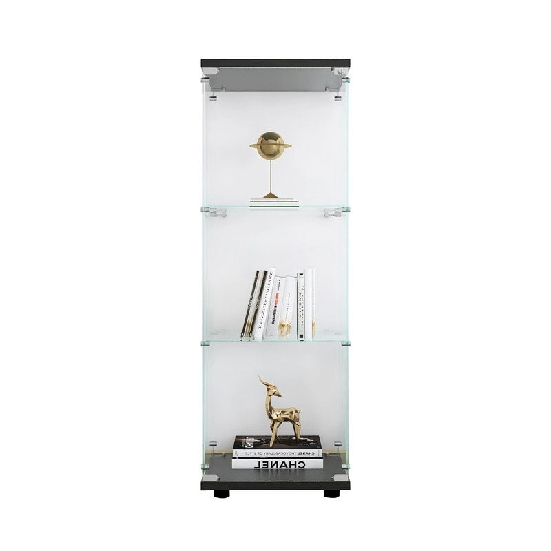 Modern Glass Curio Display Kitchen Cabinet File Cabinet with 3 Shelves