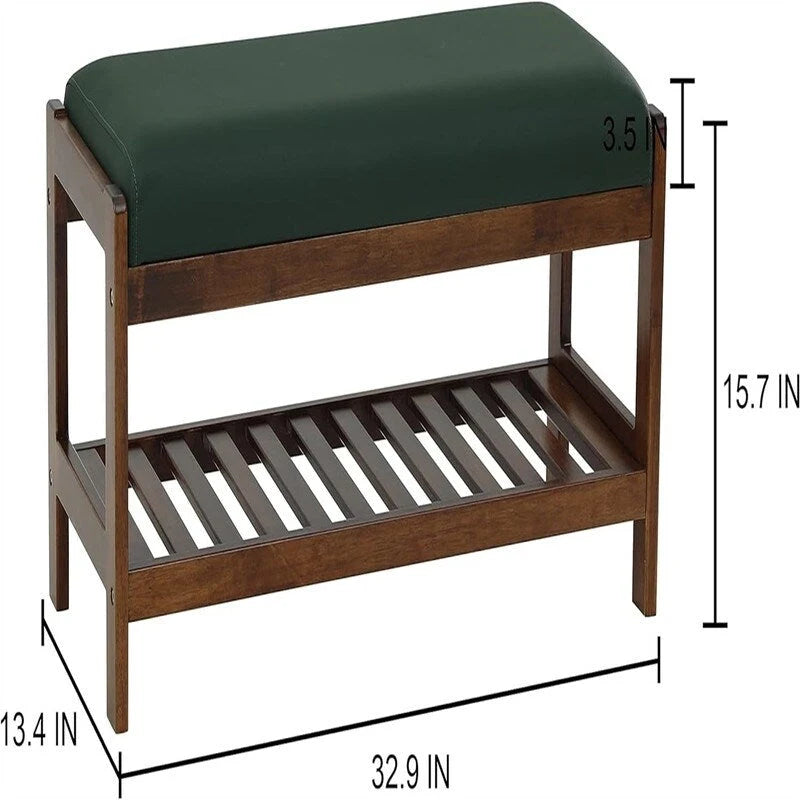 Wood Shoe Bench - 13.4D x 32.9W x 15.8H