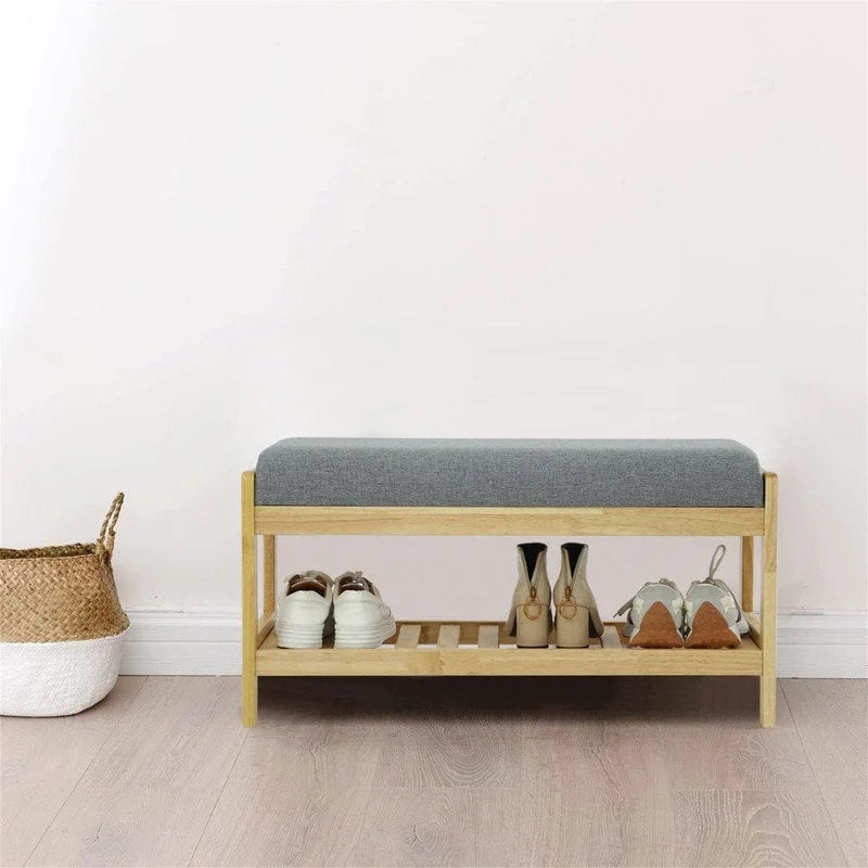 Wood Shoe Bench - 13.4D x 32.9W x 15.8H