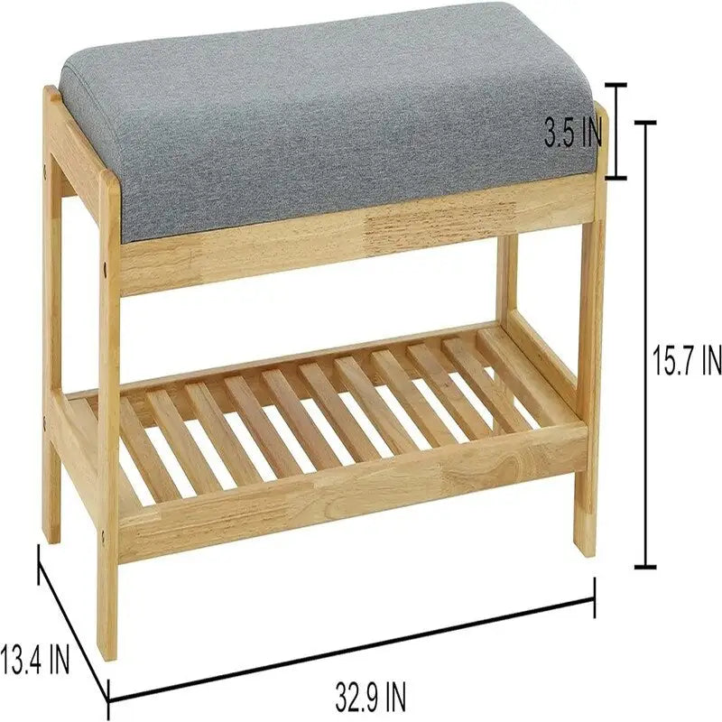 Wood Shoe Bench - 13.4D x 32.9W x 15.8H