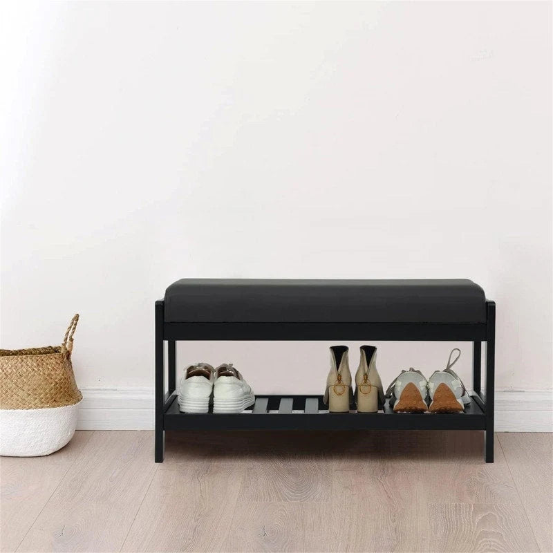 Wood Shoe Bench - 13.4D x 32.9W x 15.8H