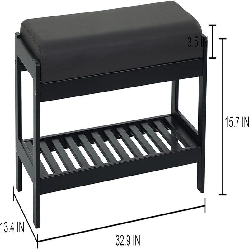 Wood Shoe Bench - 13.4D x 32.9W x 15.8H