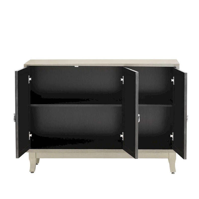3 Door Mirrored Buffet CabinetSideboard with Glass Doors Dining Room