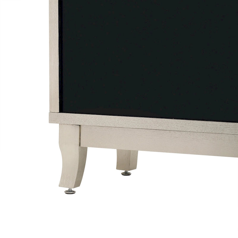 3 Door Mirrored Buffet CabinetSideboard with Glass Doors Dining Room