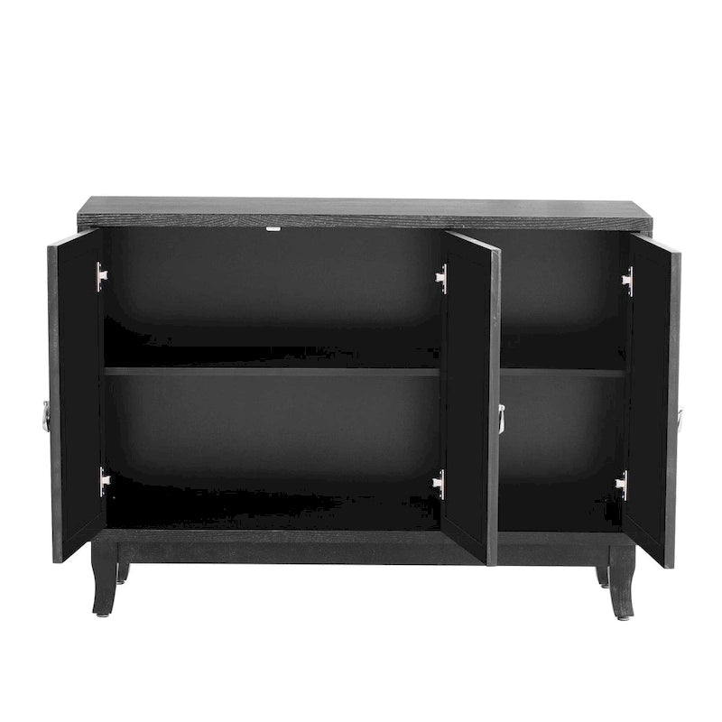 3 Door Mirrored Buffet CabinetSideboard with Glass Doors Dining Room