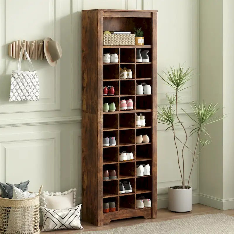 Stylish Design 30 Shoe Cubby Console