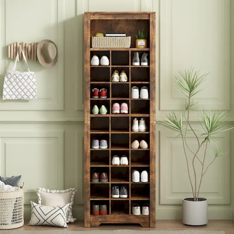Stylish Design 30 Shoe Cubby Console