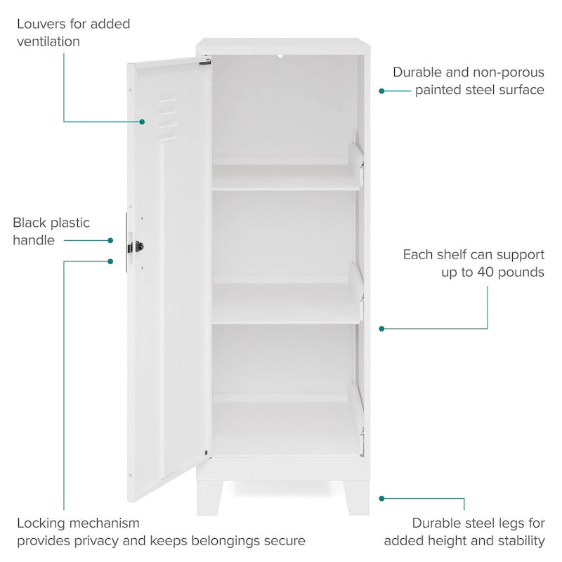 42.5H 3 Shelf Vented Door Storage Locker Cabinet
