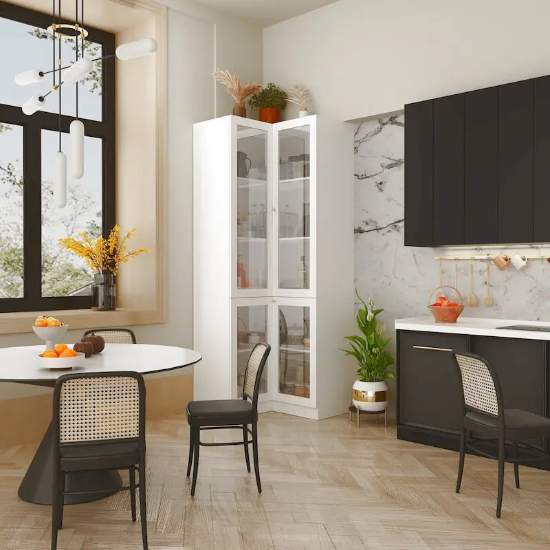 78.7H White Corner Bathroom Cabinet - Stylish Storage for Any Room