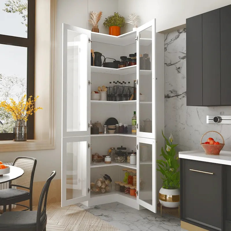 78.7H White Corner Bathroom Cabinet - Stylish Storage for Any Room