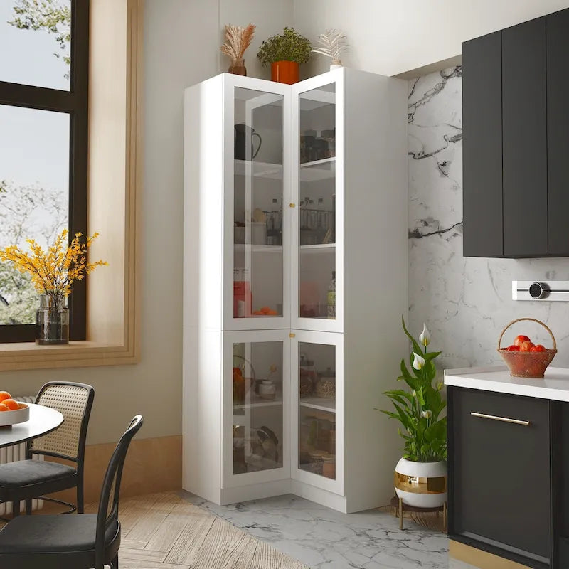 78.7H White Corner Bathroom Cabinet - Stylish Storage for Any Room
