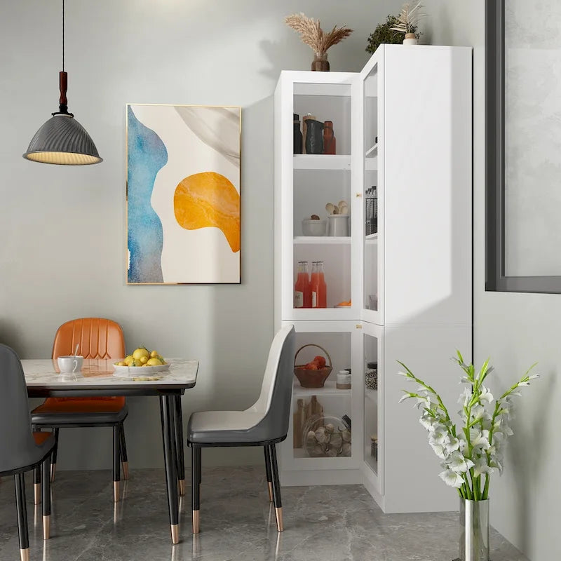78.7H White Corner Bathroom Cabinet - Stylish Storage for Any Room