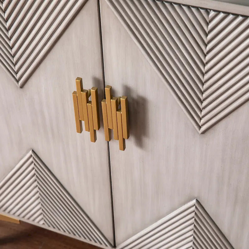 Grey Wood Cabinet w/ Goldtone Legs/Pulls