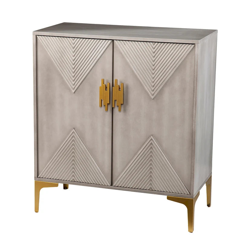 Grey Wood Cabinet w/ Goldtone Legs/Pulls