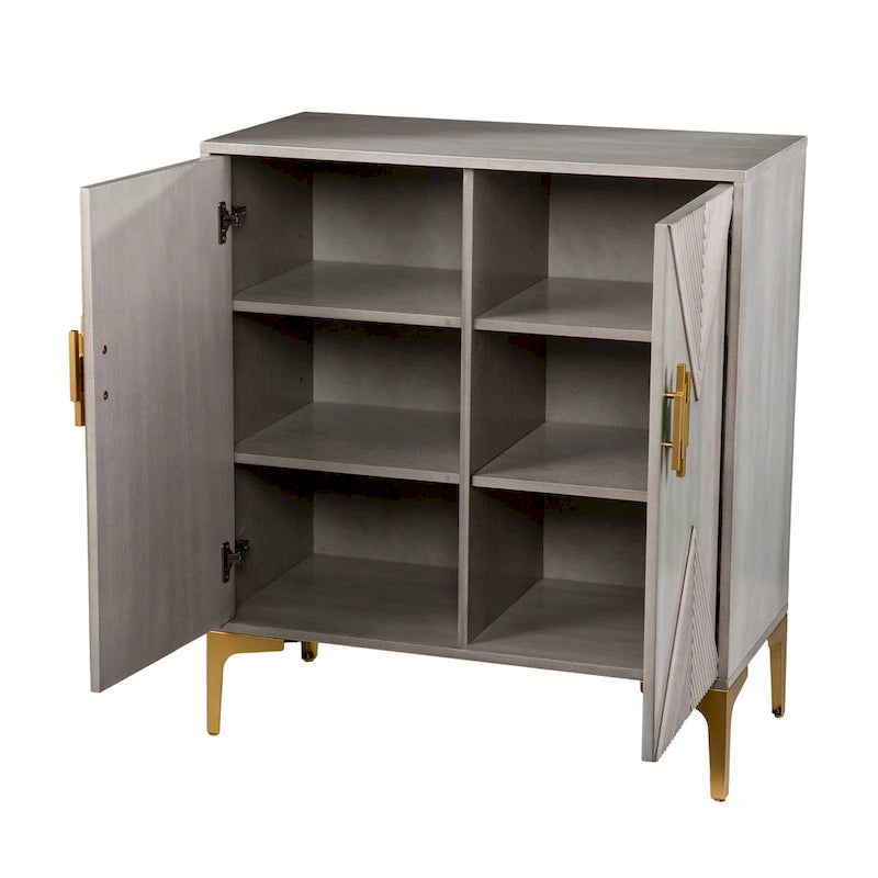 Grey Wood Cabinet w/ Goldtone Legs/Pulls