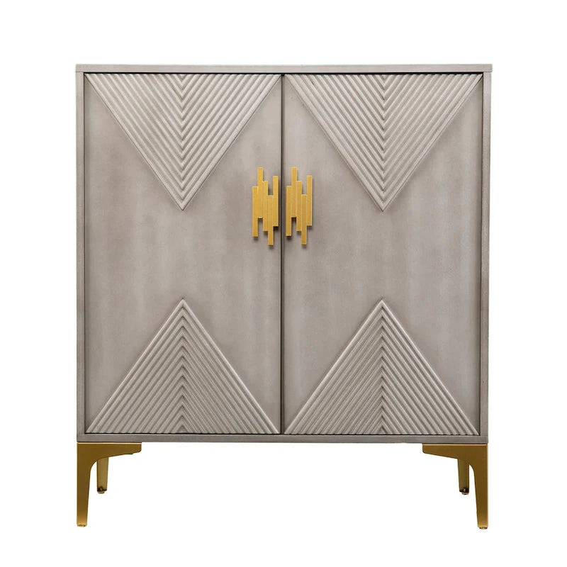 Grey Wood Cabinet w/ Goldtone Legs/Pulls