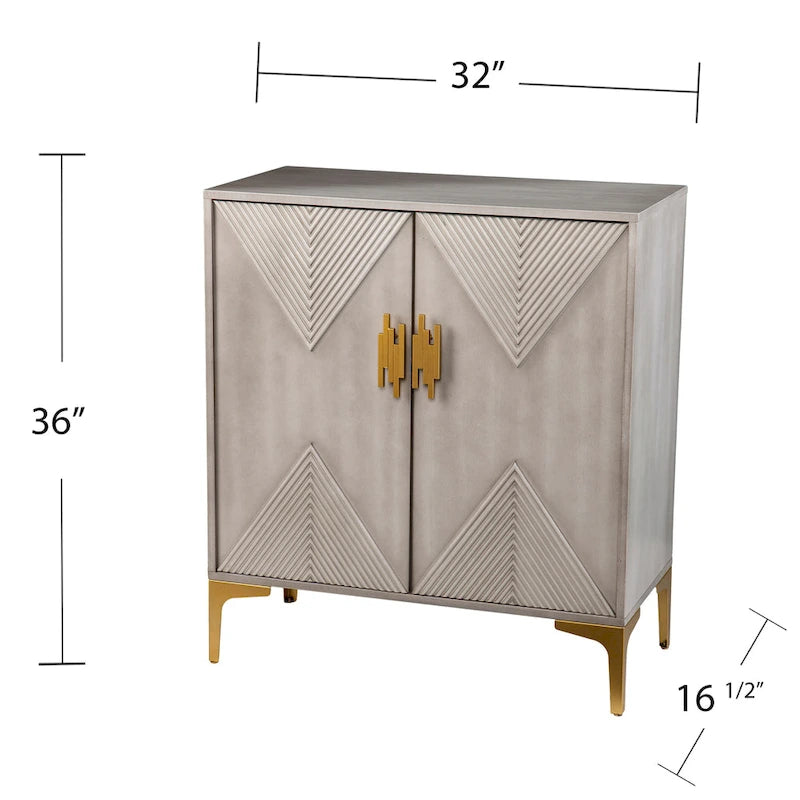 Grey Wood Cabinet w/ Goldtone Legs/Pulls