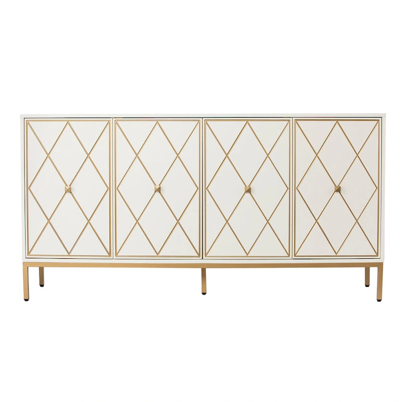 Contemporary Gold Detail Wood Cabinet