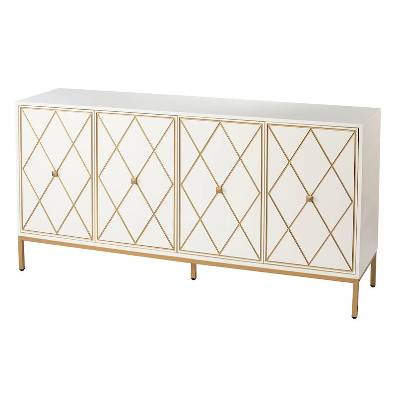 Contemporary Gold Detail Wood Cabinet
