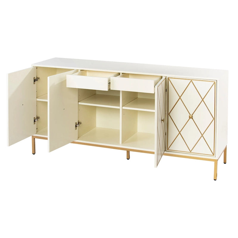 Contemporary Gold Detail Wood Cabinet